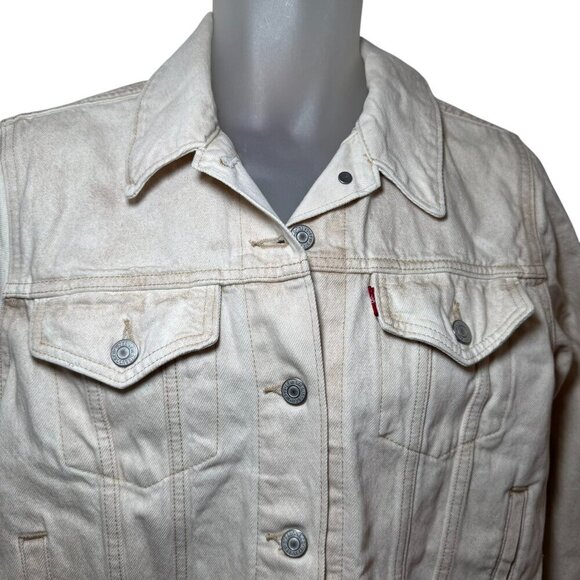 Levi’s Women Stone washed beige Cotton Denim Original Trucker Jacket NWT Large - Picture 2 of 12